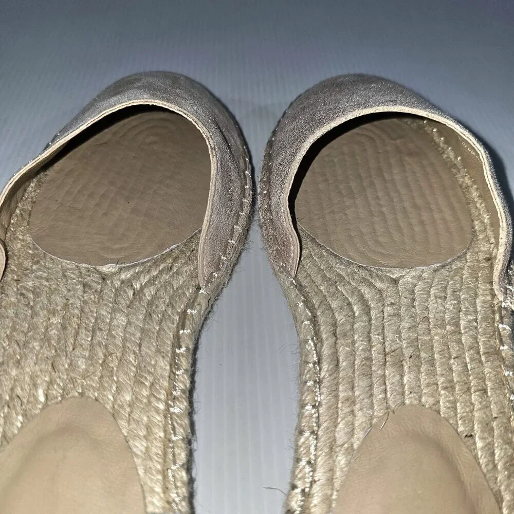 Eileen Fisher Lala Flat Espadrille Womens 10 Metallic Tan Leather Sandal